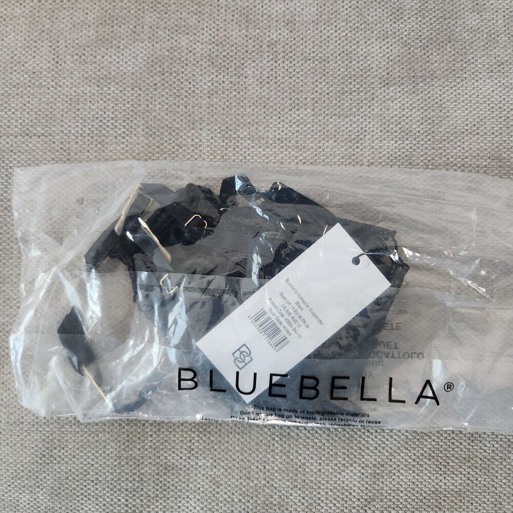 Bluebella 32B Black Marseille Bra &‎ Suspenders Small NWT